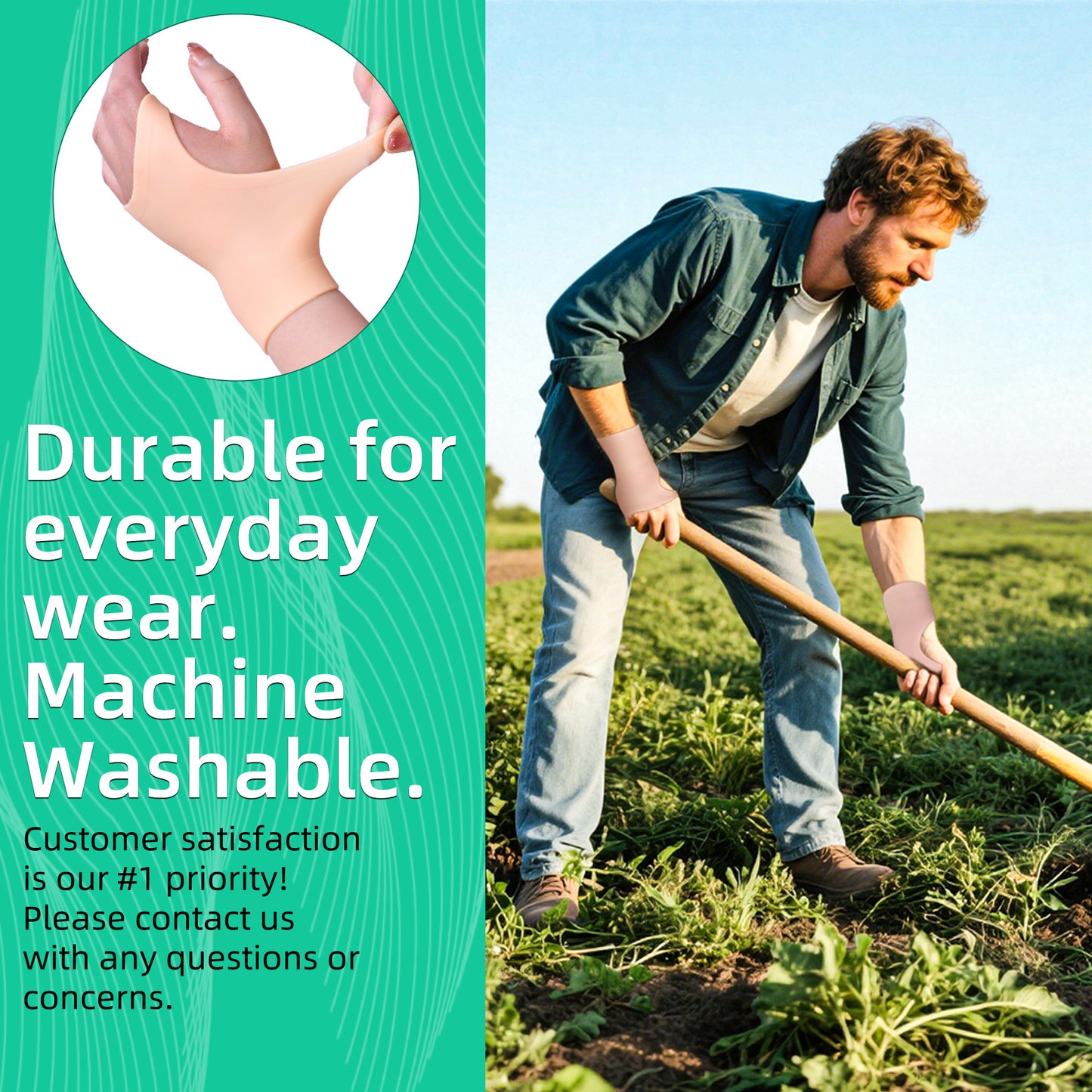 Healthspace gel wrist brace shown next to a dishwashing sponge