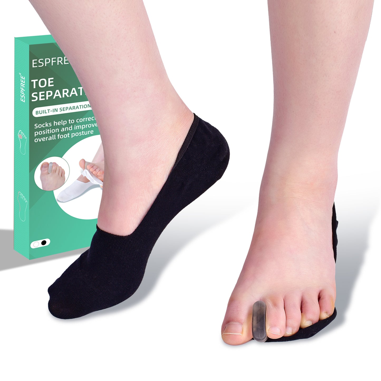 Healthspace Bunion Corrector Socks - Toe Separator with Non-Slip Silicone Pad