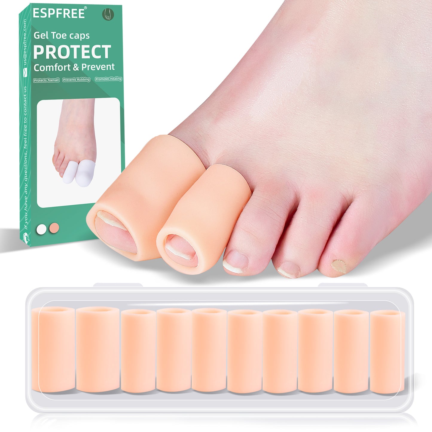 Healthspace Gel Toe Guards - Soft Protection for Corns, Calluses & Toe Pain