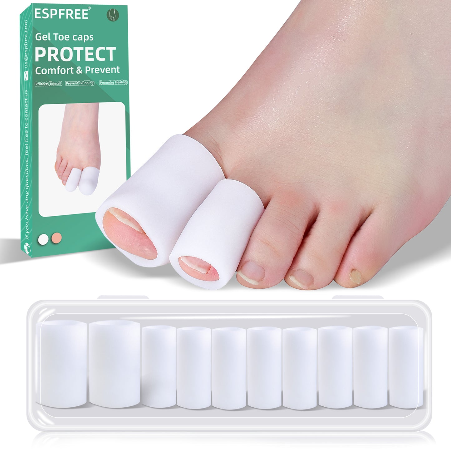 Healthspace Gel Toe Guards - Soft Protection for Corns, Calluses & Toe Pain