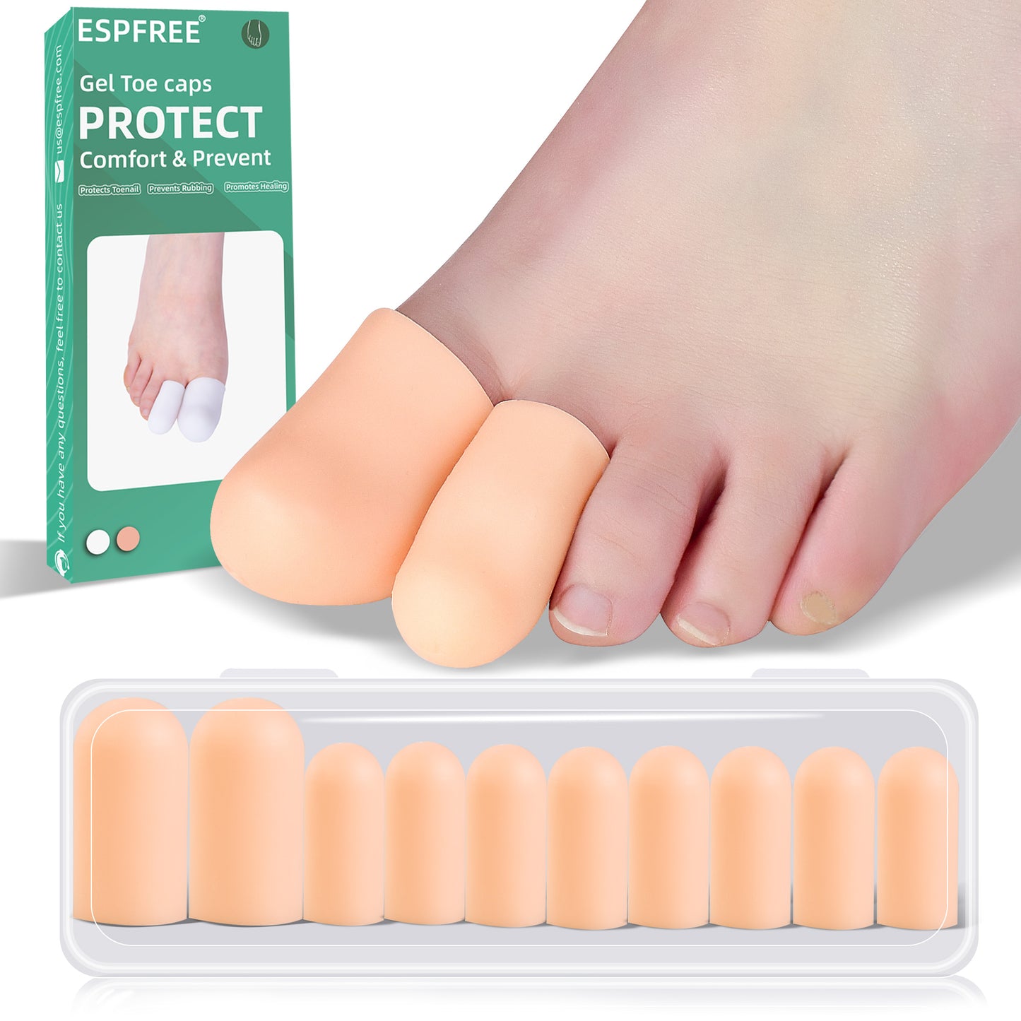 Healthspace Gel Toe Guards - Soft Protection for Corns, Calluses & Toe Pain