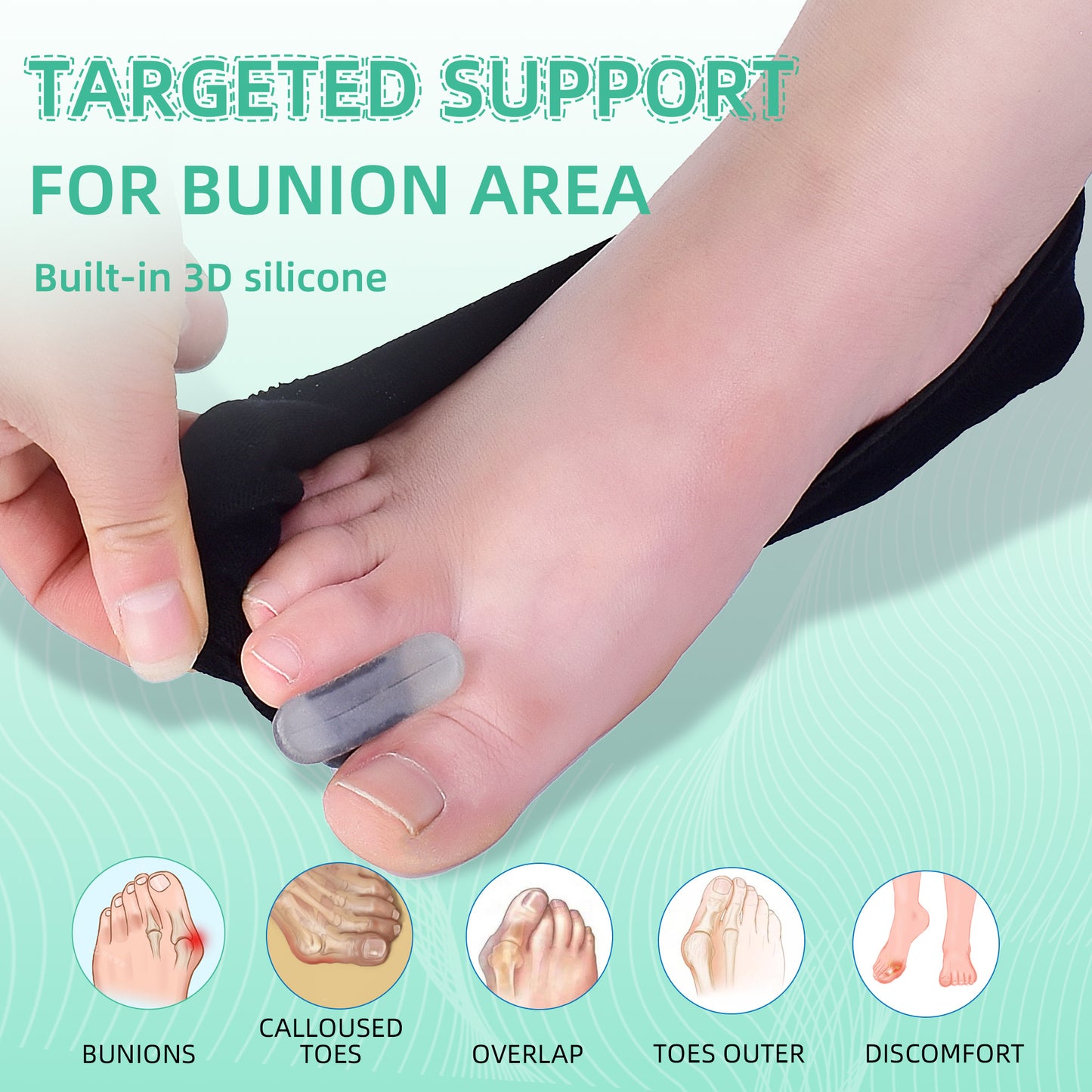 Healthspace Bunion Corrector Socks - Toe Separator with Non-Slip Silicone Pad