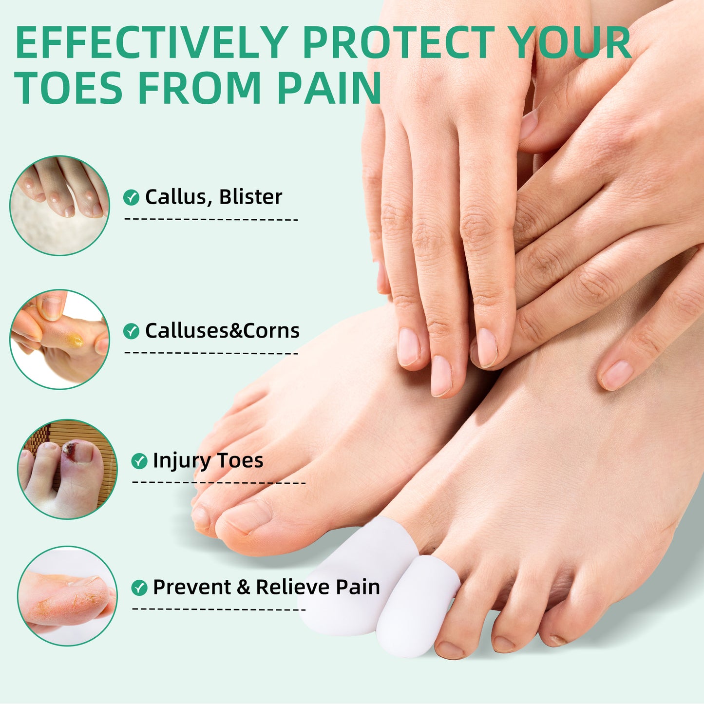 Healthspace Gel Toe Guards - Soft Protection for Corns, Calluses & Toe Pain