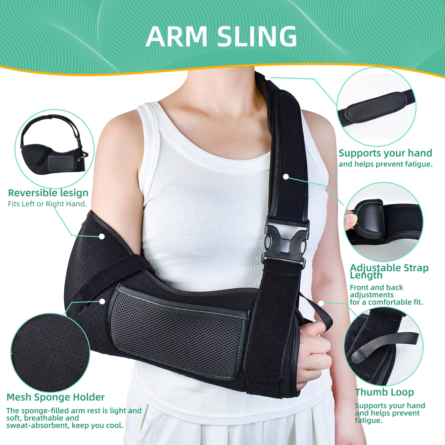Breathable shoulder surgery sling