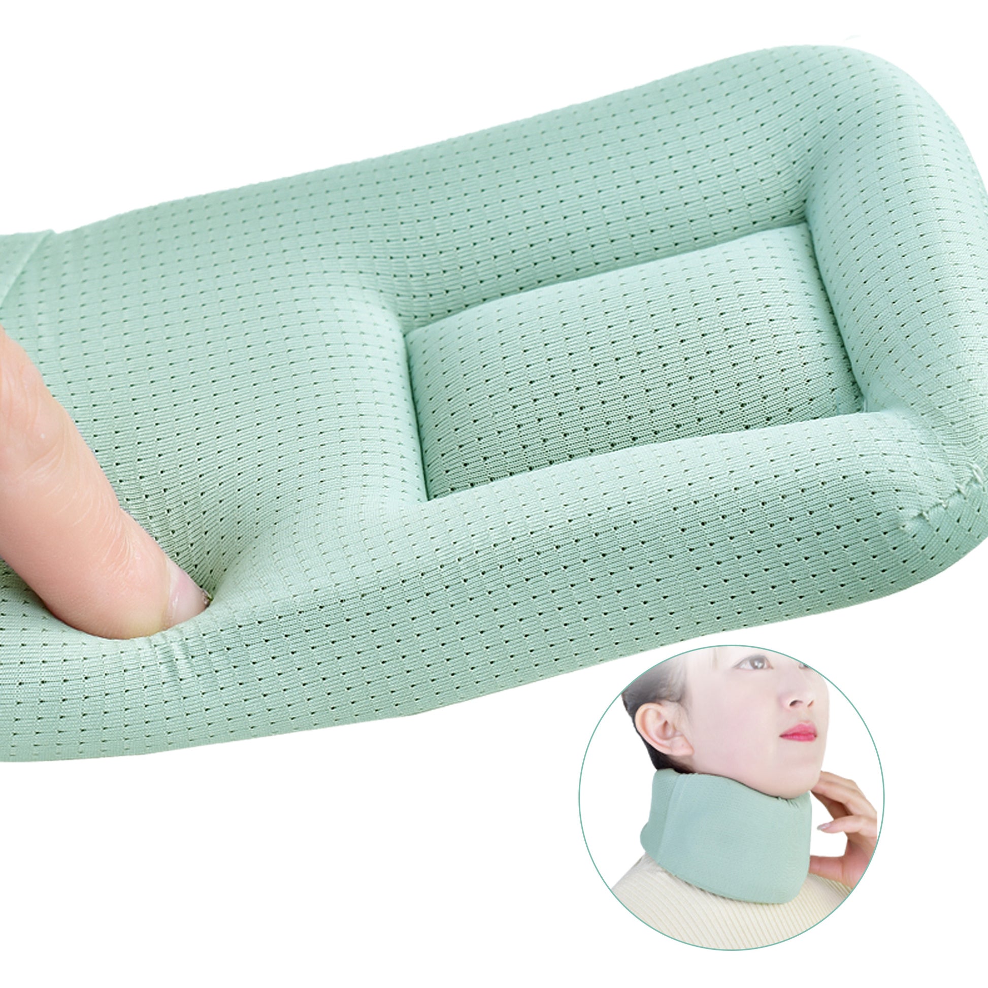 Close-up of the breathable foam texture and clasp on Healthspace neck brace