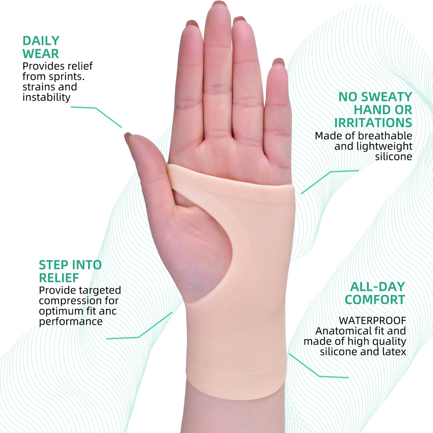 Close-up of the skin-like silicone gel wrist sleeve