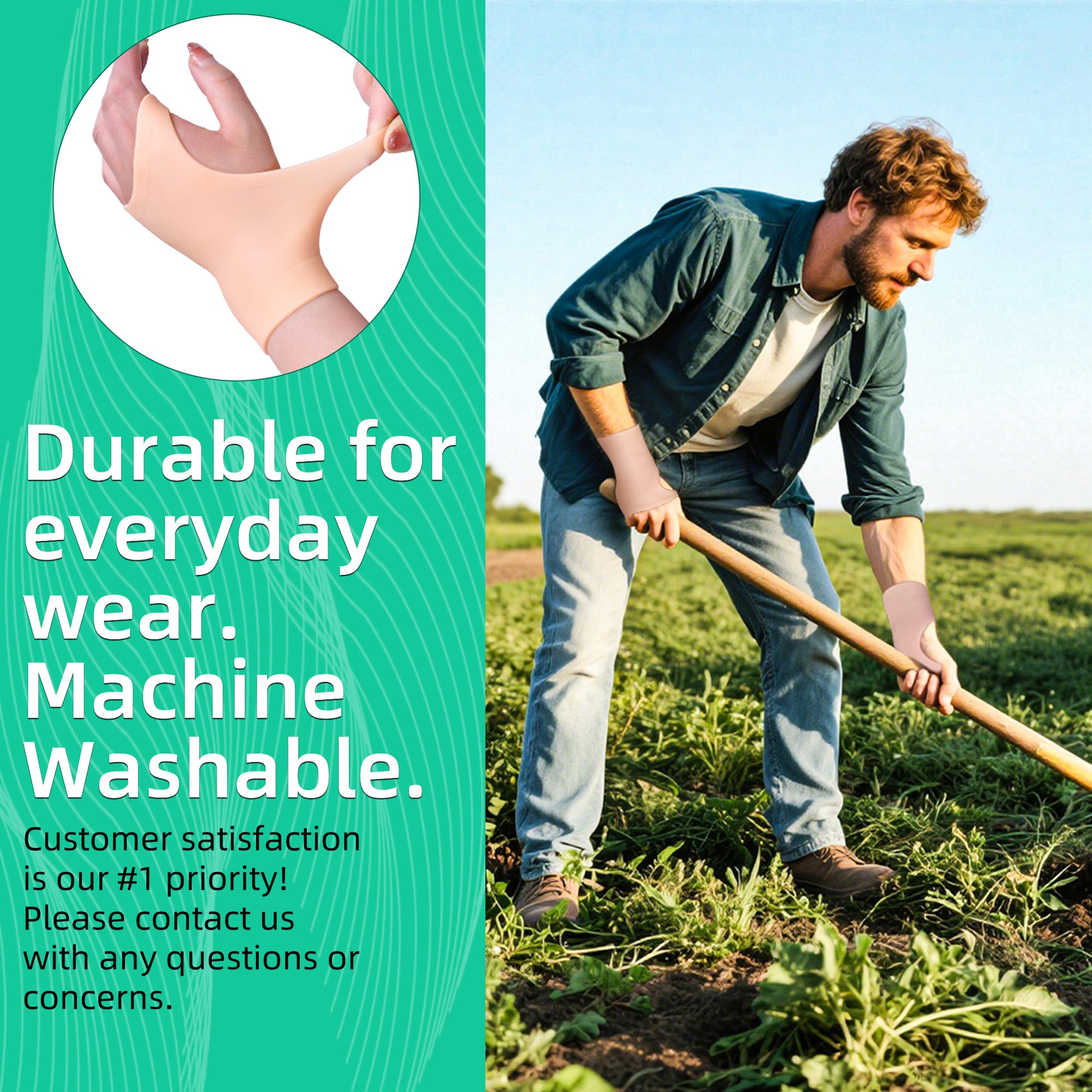 Healthspace gel wrist brace shown next to a dishwashing sponge