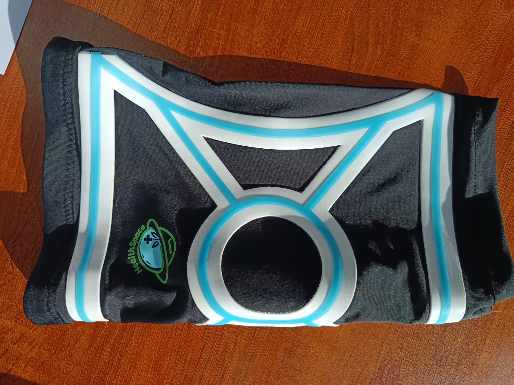 Knitted nylon compression knee sleeve showing full design and breathable material

