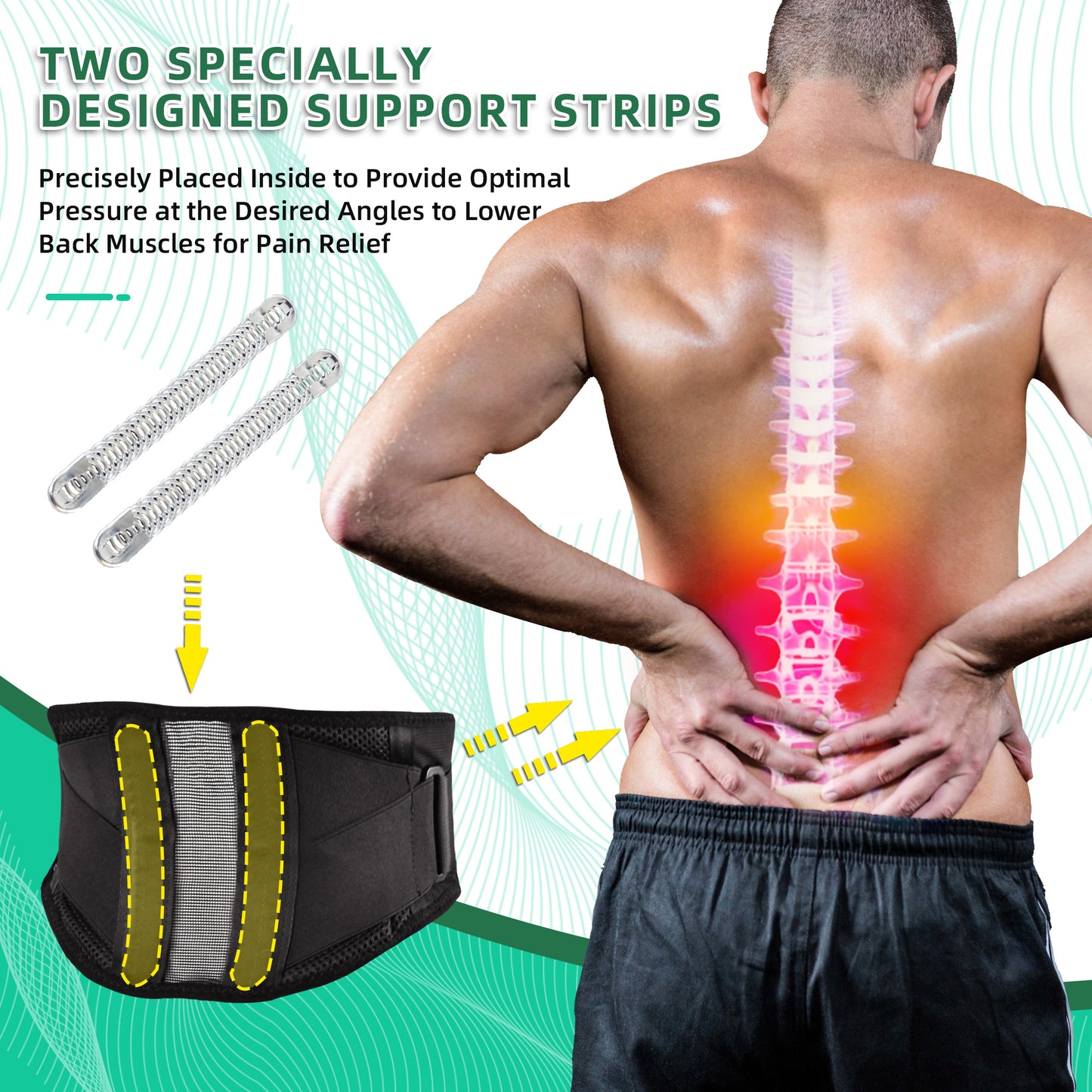Lumbar support belt with panel