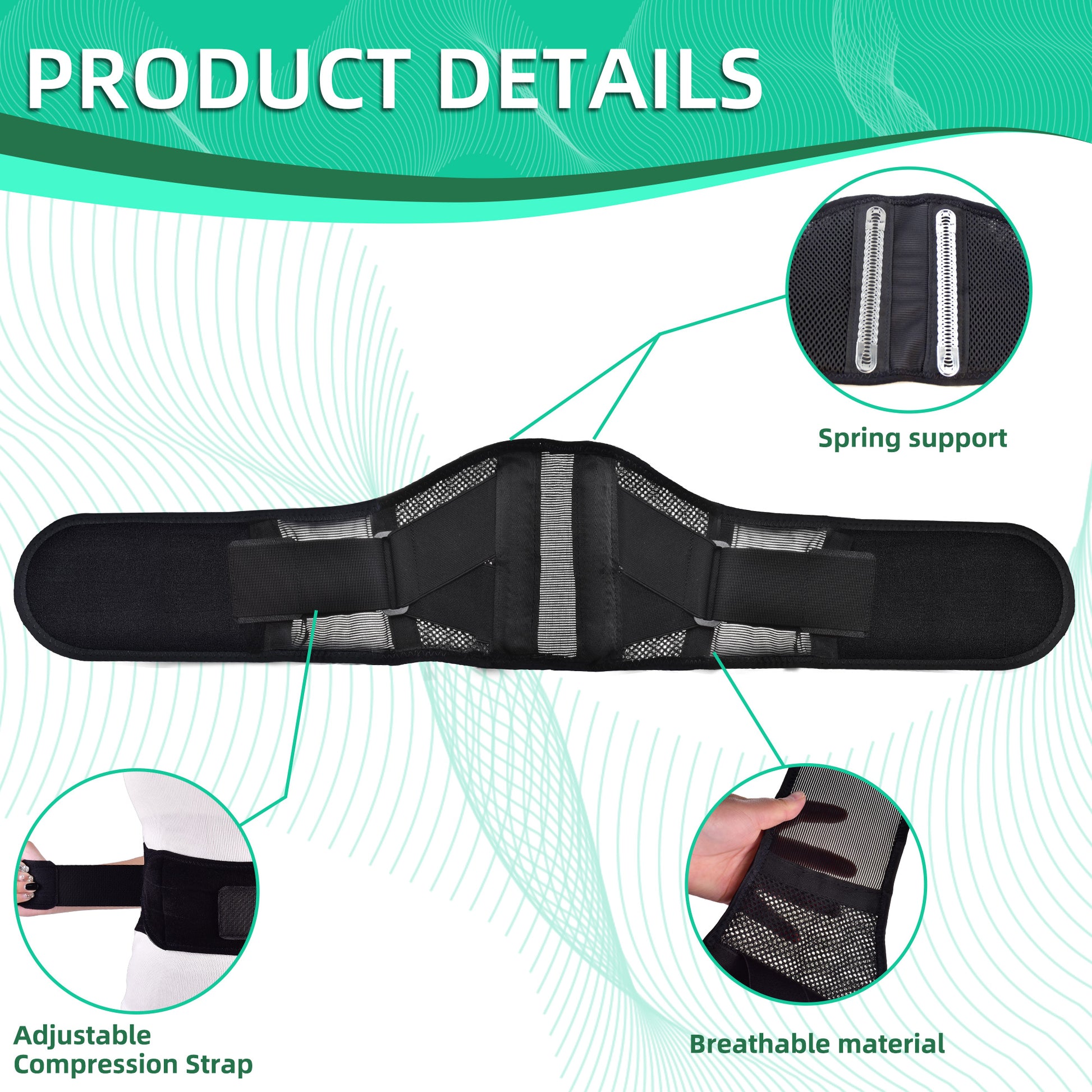 Mesh back brace for work