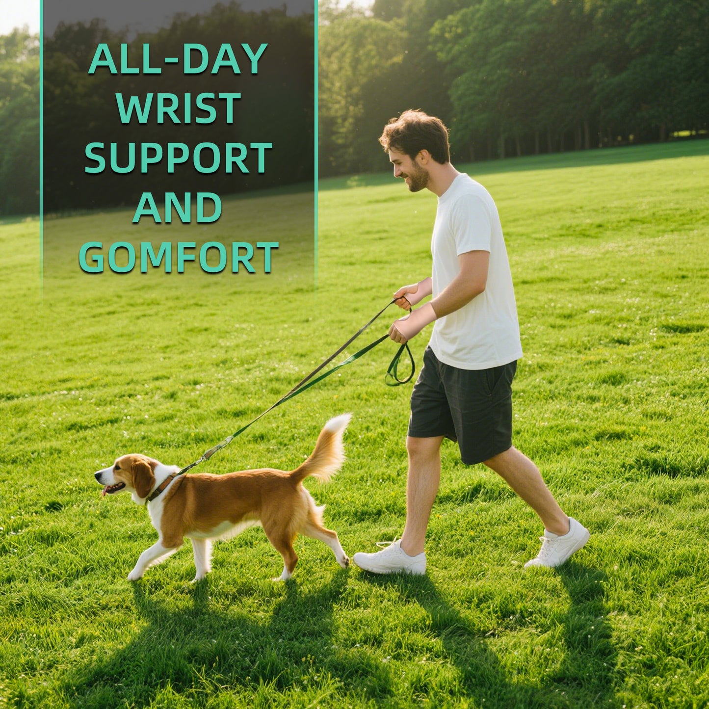 Person wearing Healthspace wrist support while typing on a laptop