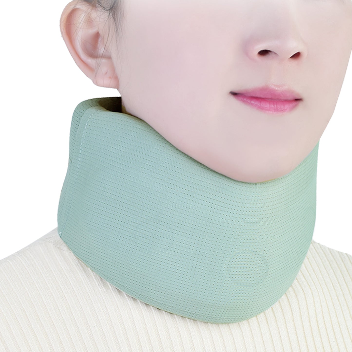 Side profile of Healthspace adjustable cervical collar supporting the neck